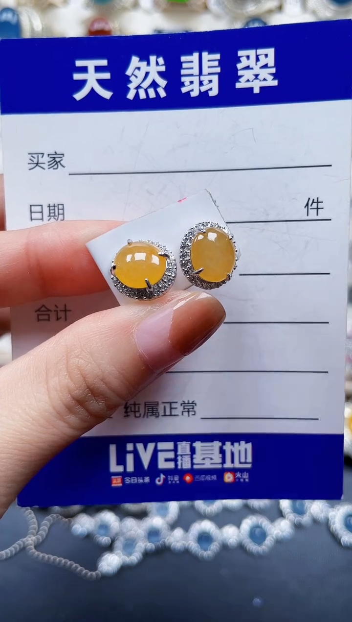 银S925镶嵌翡翠耳饰727