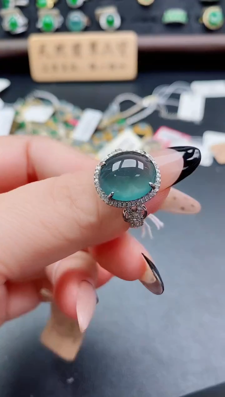 银S925镶嵌戒指翡翠1