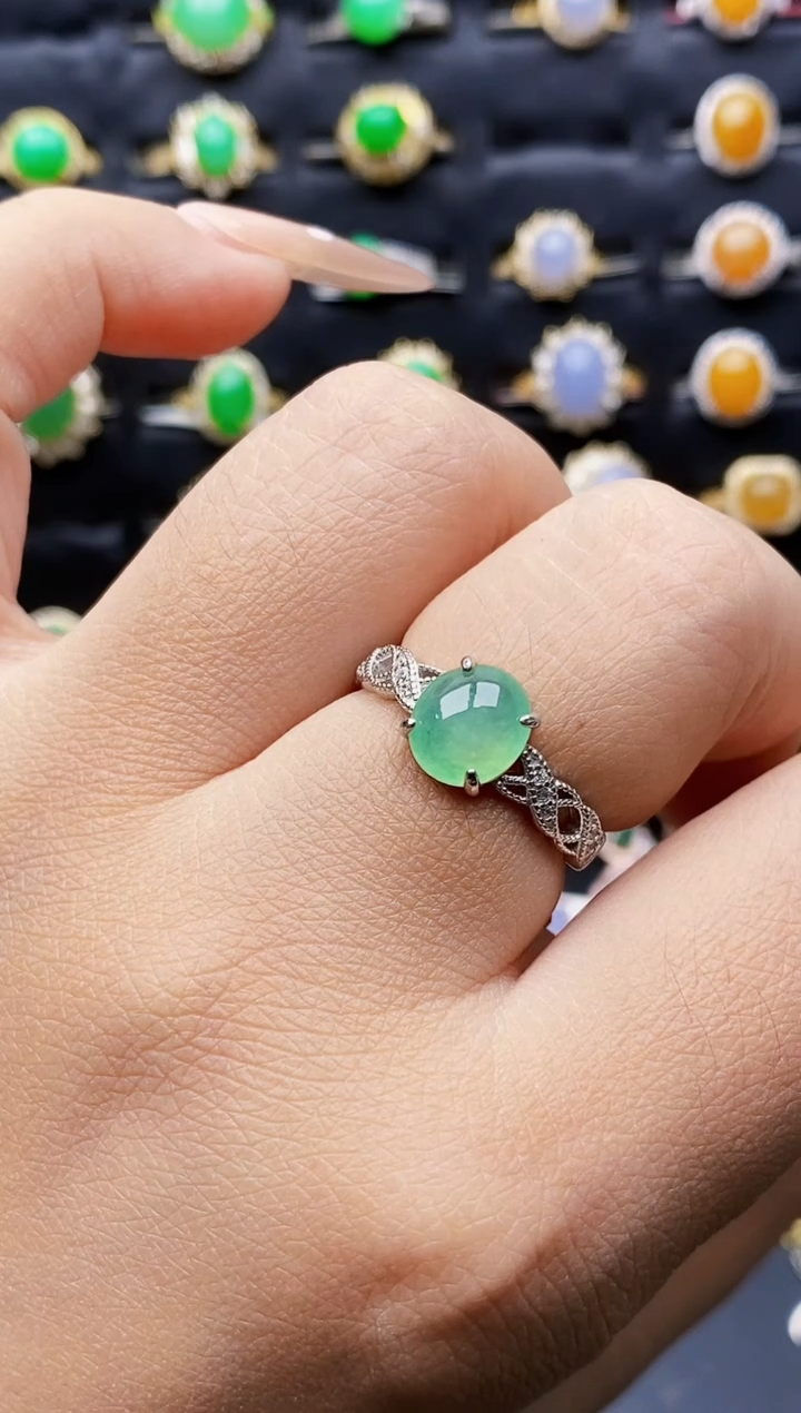 银S925镶嵌戒指翡翠3089