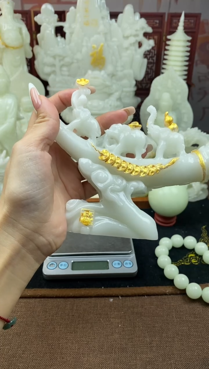 鹿骨手串/手链夜光三象送福摆件