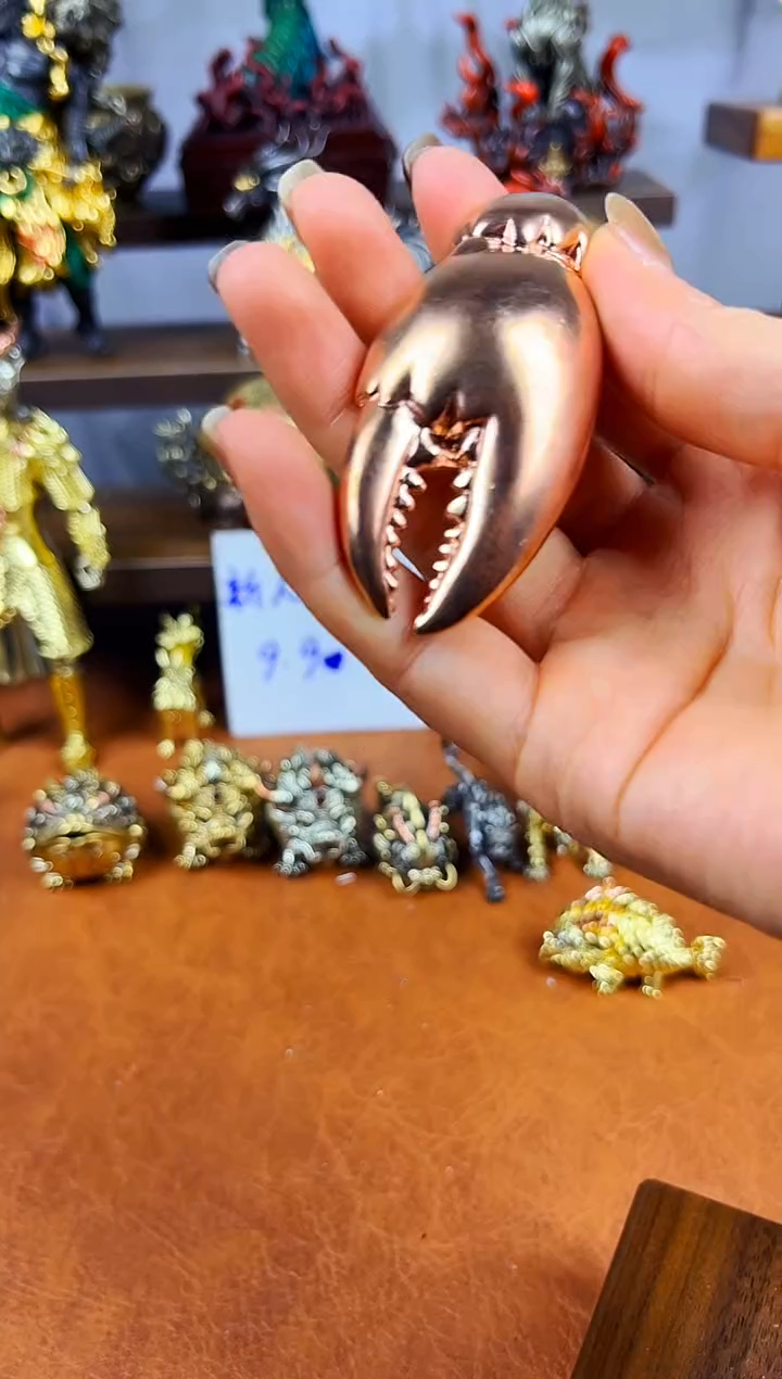 蟹钳紫铜摆件实心