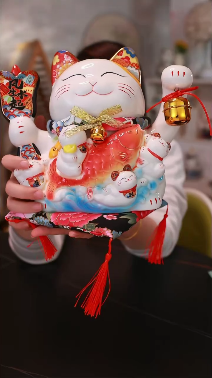 【闪购商品】`11寸风生水起招财猫<E602>