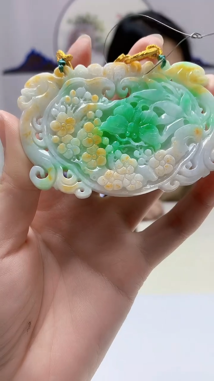 【闪购商品】定制翡翠未镶嵌3123zm-毛货挂件花牌195