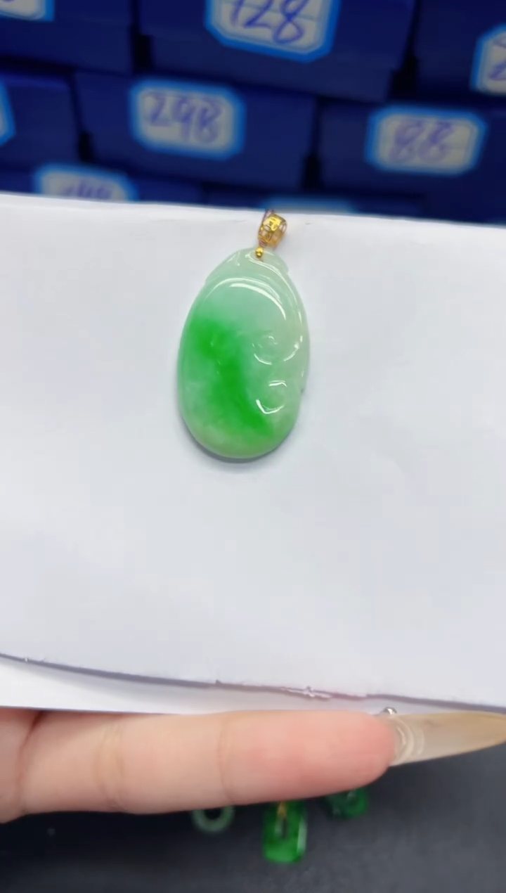 【闪购商品】翡翠颈饰18K金镶嵌Y缅料A货/支持复检/一件