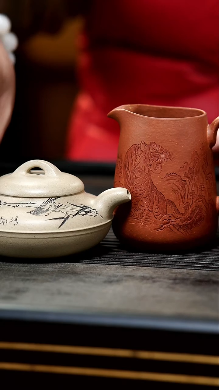 【闪购商品】紫砂茶壶10-全手本绿竹鸟线圆180cc