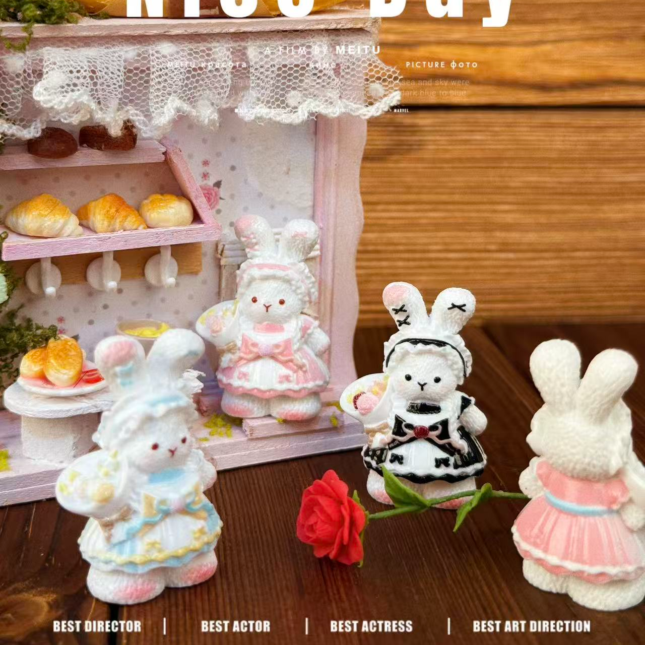 【开芯定制】爱丽丝小兔 高品树脂仿真食玩 树脂diy配件 手机饰品