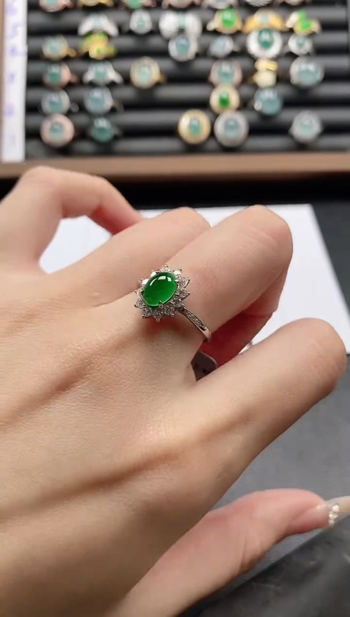 银S925镶嵌戒指翡翠51151