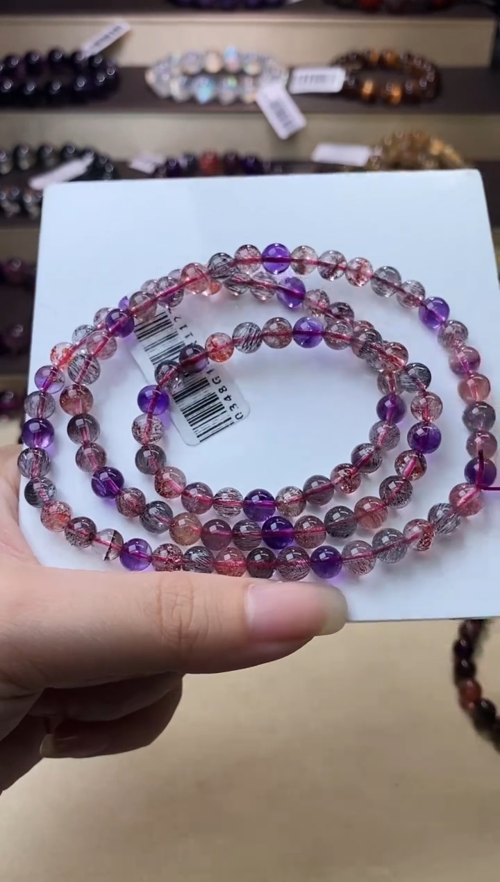 【闪购商品】水晶手链未镶嵌黑加仑超七多圈6m+