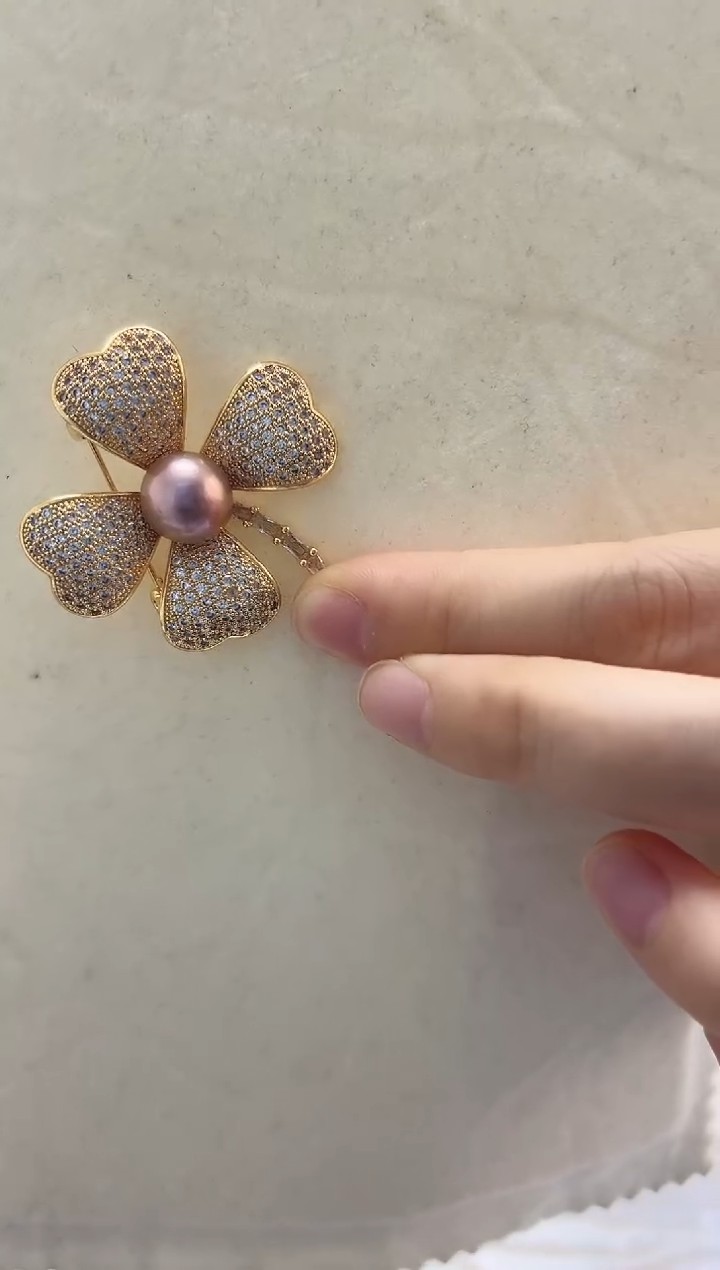 未镶嵌胸饰淡水珍珠用****9四叶草胸针