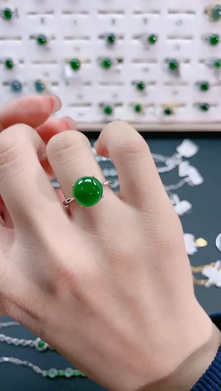 【闪购商品】翡翠戒指银S925镶嵌天然翡翠