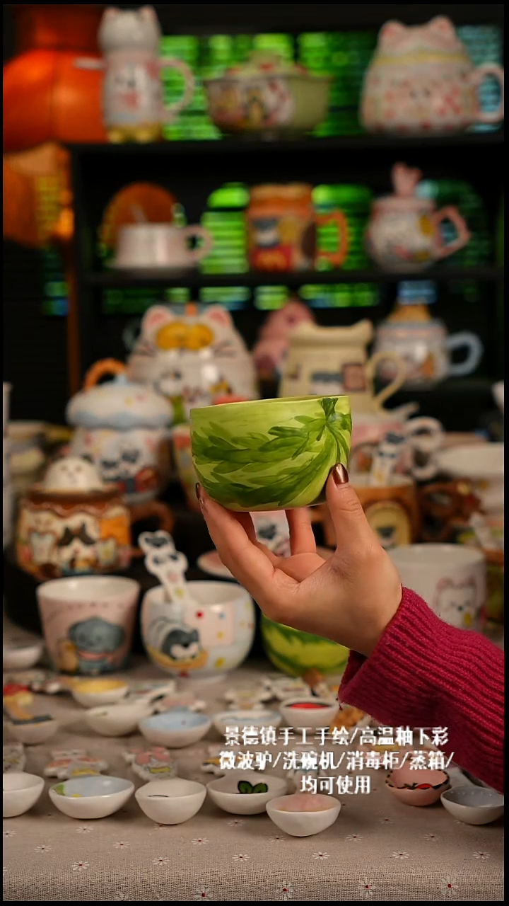 陶瓷无盖款景德镇高温釉下彩纯手绘创意瓷 默认微瑕 不退不换