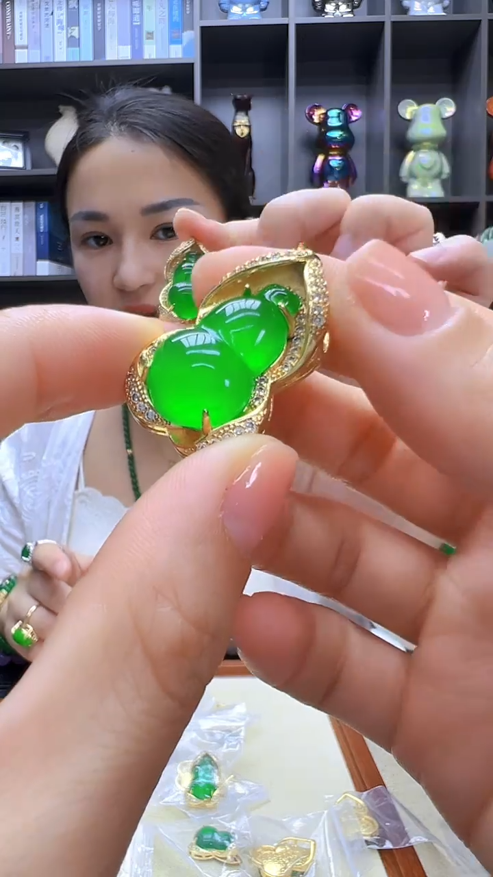 翡翠14K金镶嵌颈饰丹丹diy劲饰