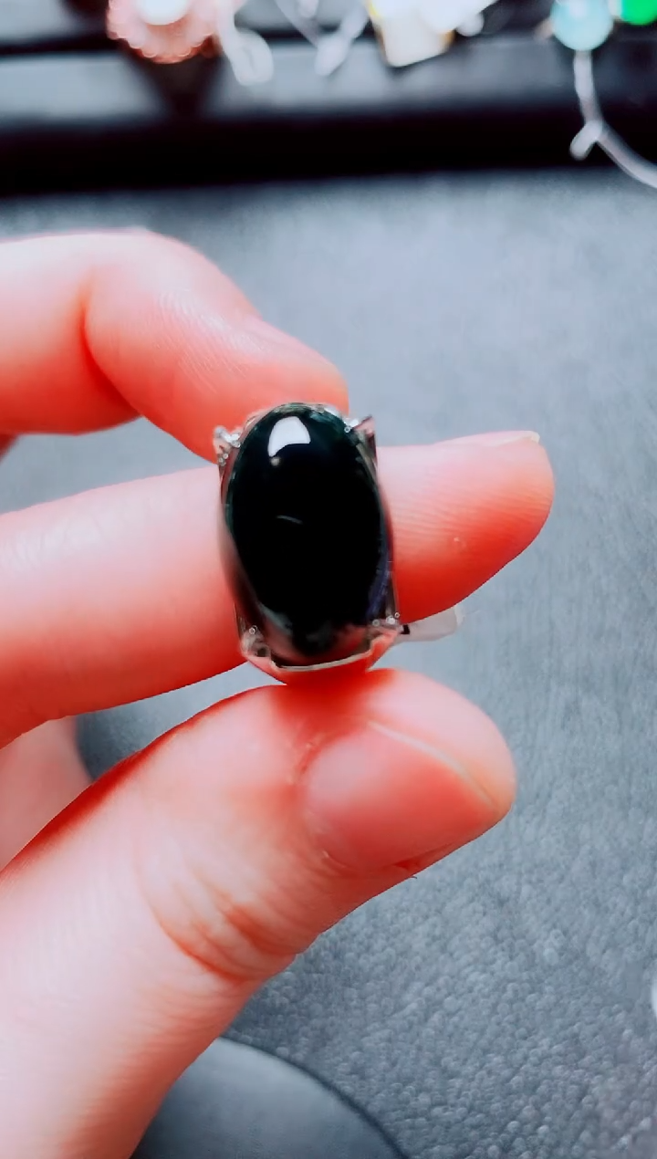 银S925镶嵌戒指翡翠111