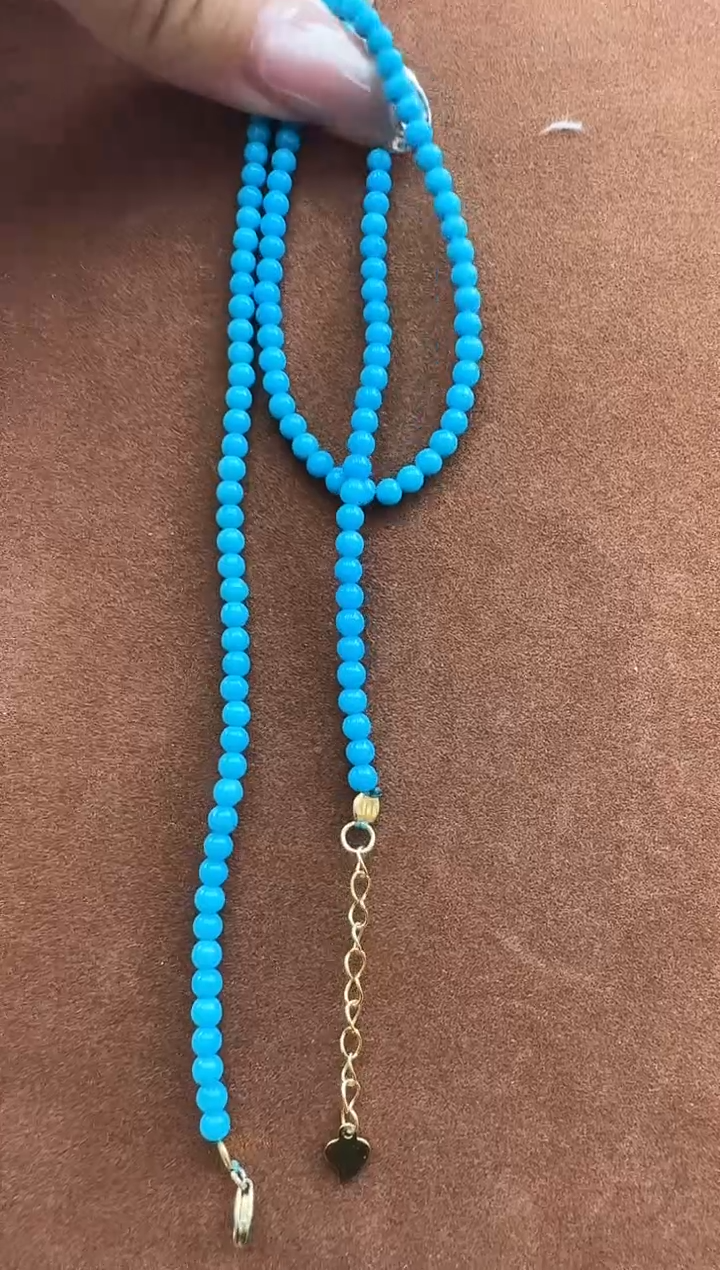 绿松石未镶嵌项链秒拍号13约3.4m