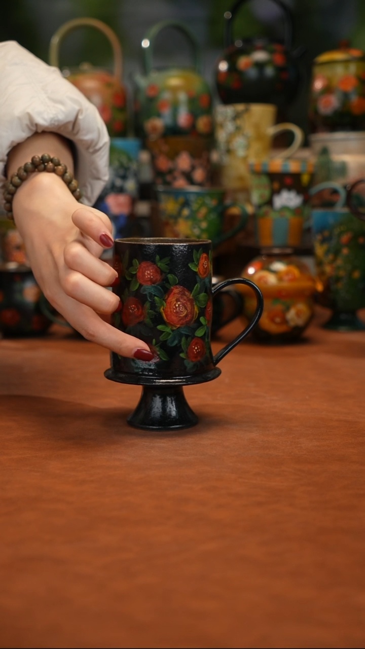 紫砂油画手绘釉下彩