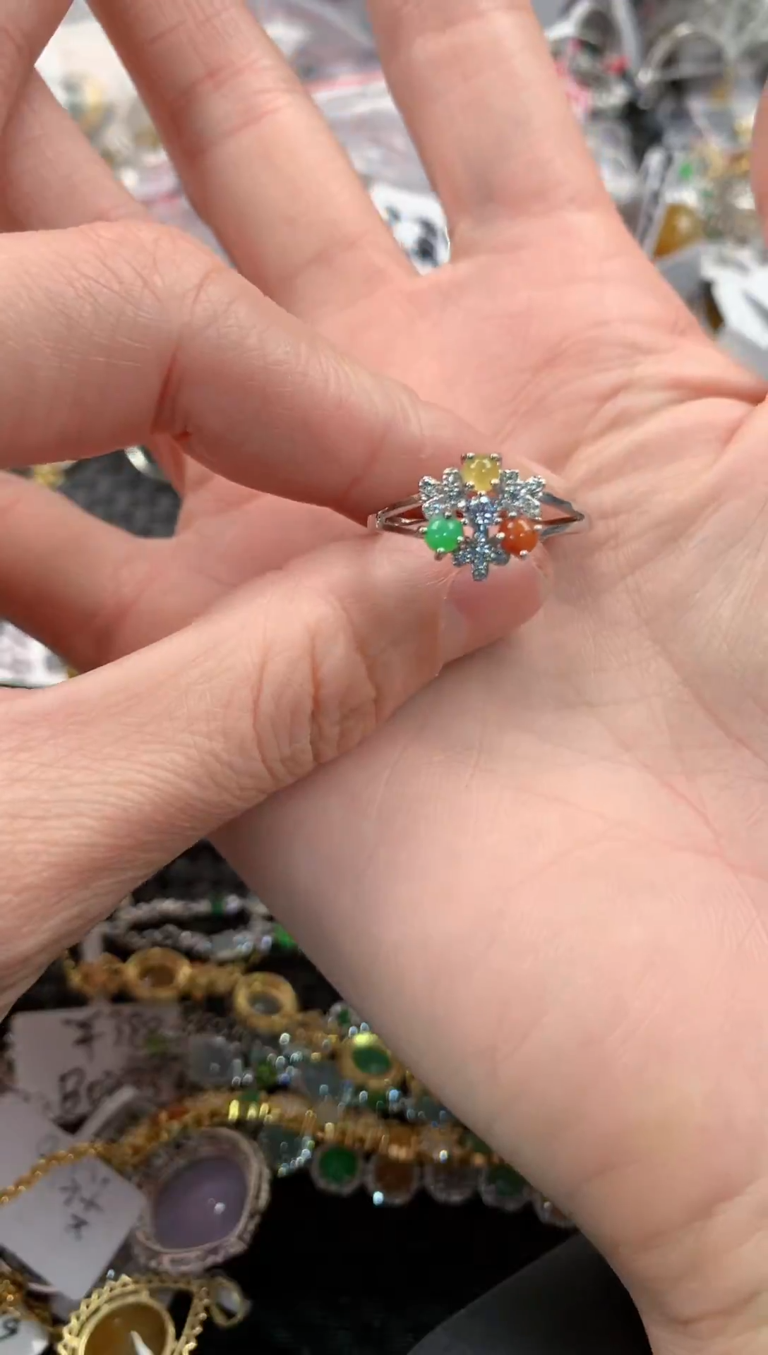 银S925镶嵌戒指翡翠666----3