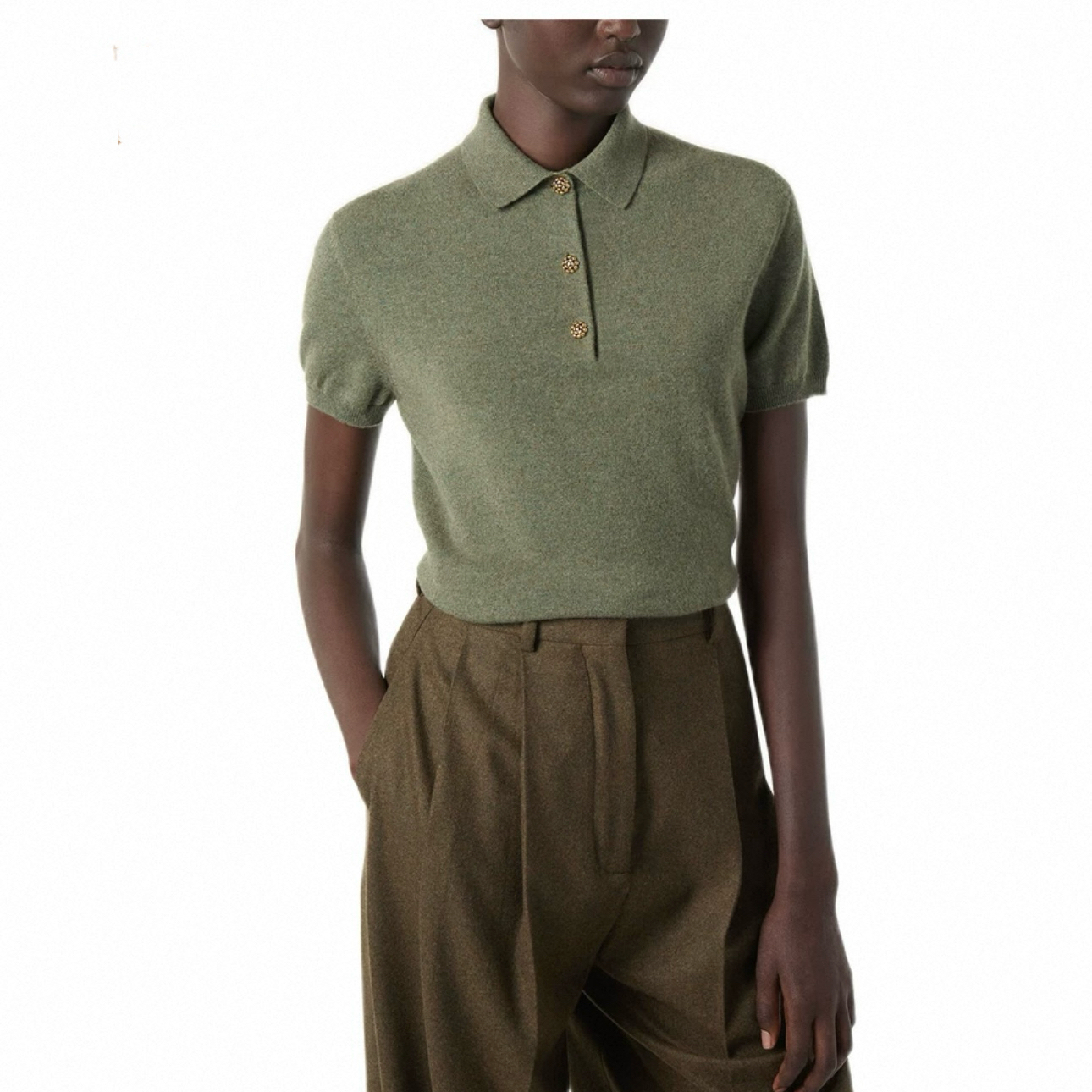 「长芯」南油25轻奢老钱风POLO领针织短袖套头衫YZ25W11027