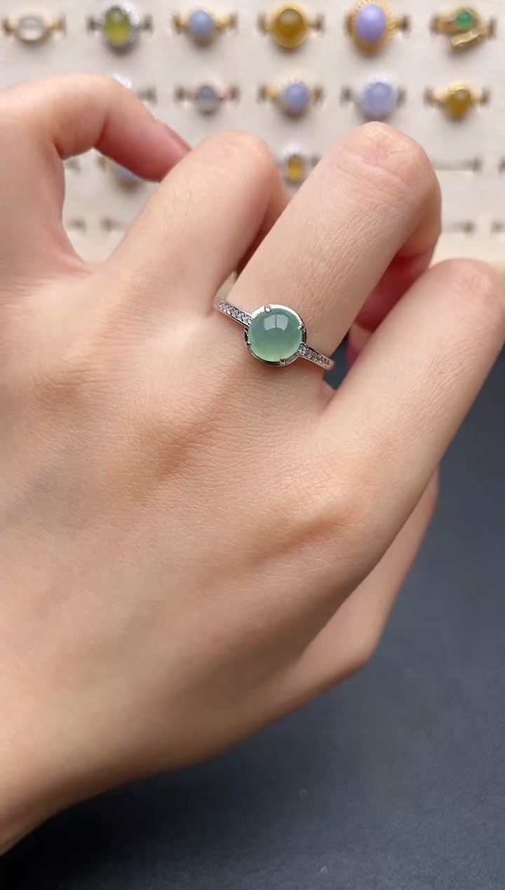 【闪购商品】翡翠戒指银S925镶嵌一物一证一礼盒