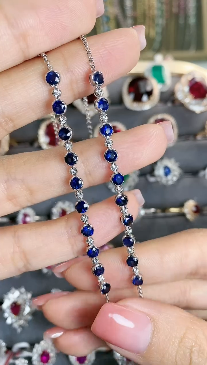 【闪购商品】蓝宝石手链18K金镶嵌多样性发其一