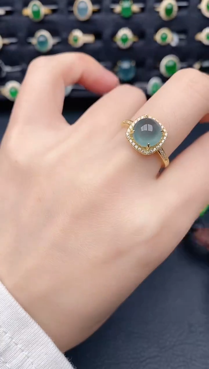 银S925镶嵌戒指翡翠天然a货翡翠11