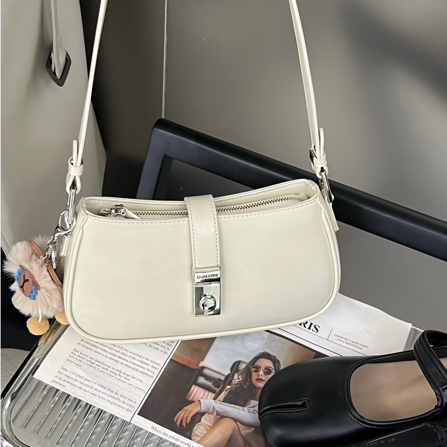 夏季cs时尚斜挎包腋下包真皮小包包轻奢肩包百搭白色小众单肩休闲