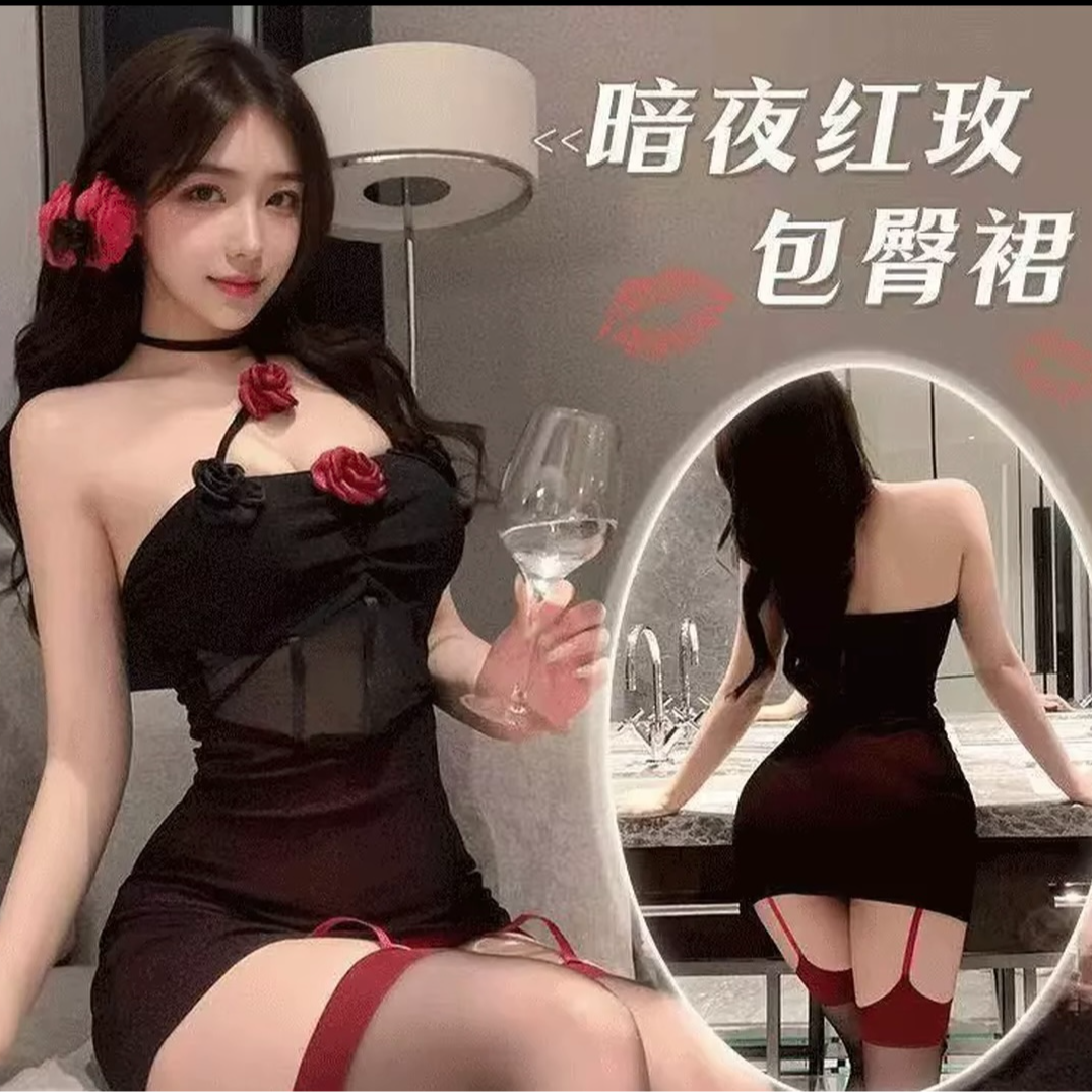 无袖挂脖包臀裙斜襟性感风连衣裙女装性感辣妹收腰