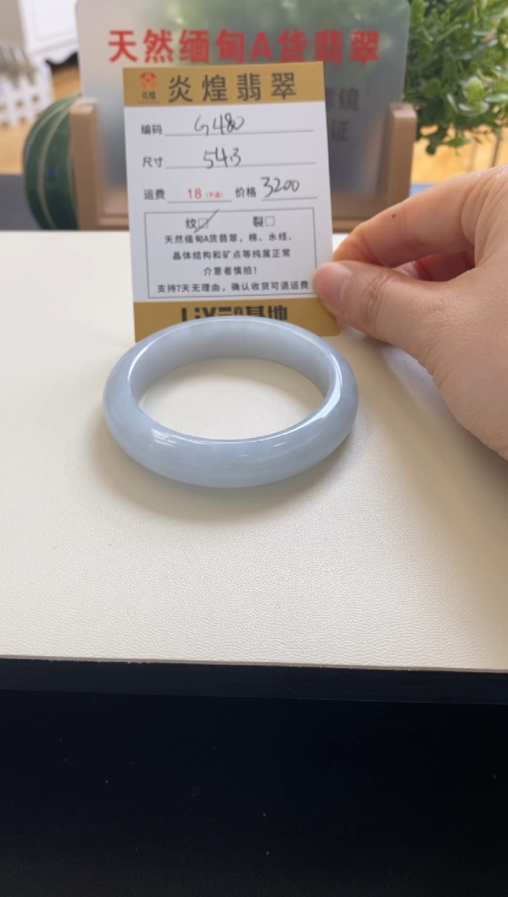 未镶嵌手镯翡翠圈口54.3编码g480