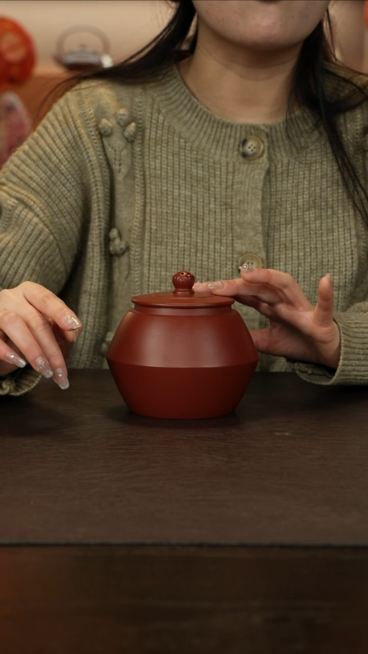 【闪购商品】紫砂茶叶罐直播福利马燕朱泥线圆醒茶罐