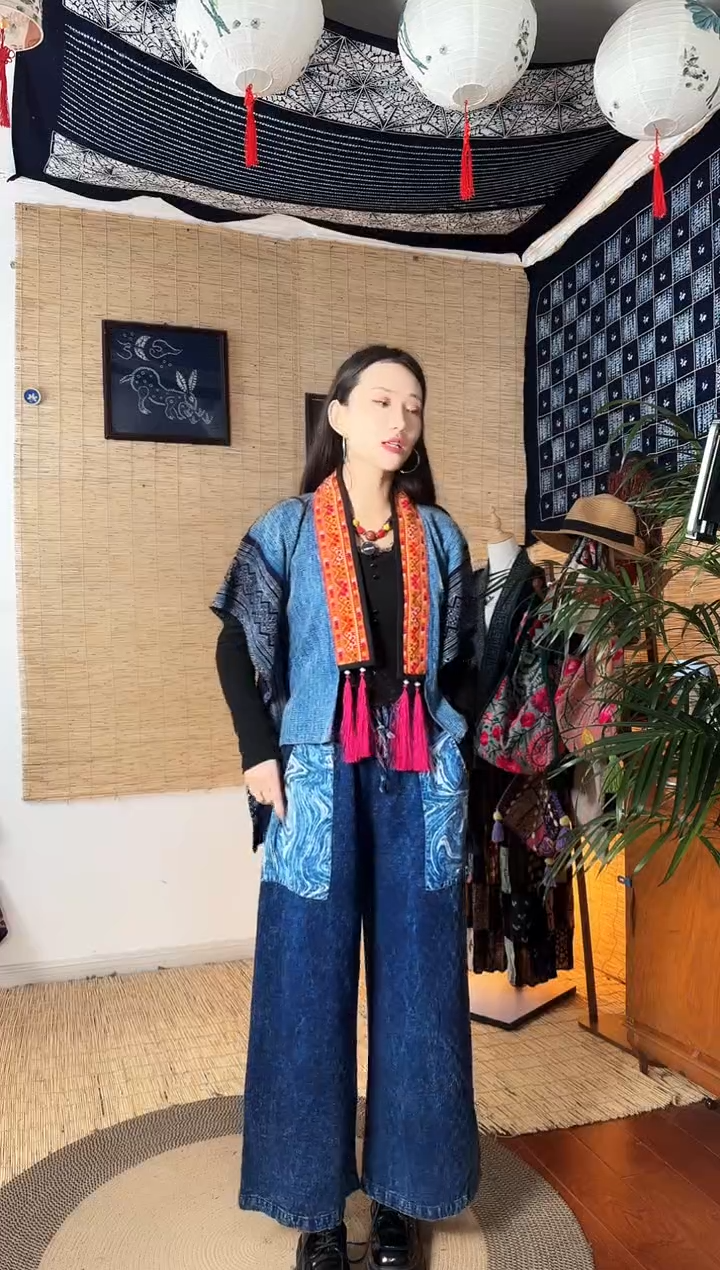 【闪购商品】设计师款蓝蜡染前短后长