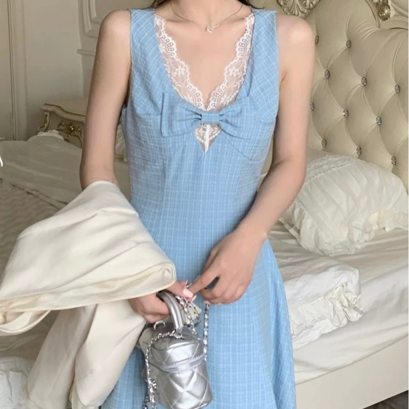 拉夏贝尔2025年夏季新款法式名媛修身气质百搭连衣裙 13885 ACK