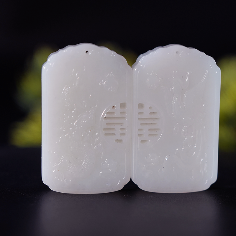 lot79 和田玉对牌/QG51227-185479 保利山东