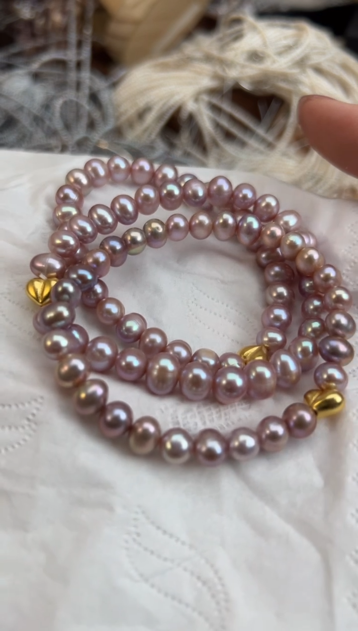 未镶嵌33淡水珍珠无核*强光珍珠粉色8mm左右