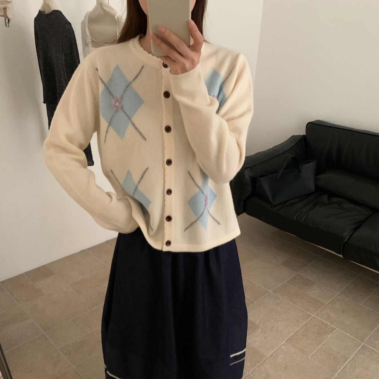 HONE同款手工钩花开衫韩版100%羊毛软糯不扎人