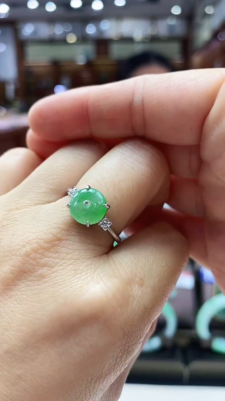 银S925镶嵌戒指翡翠戒指