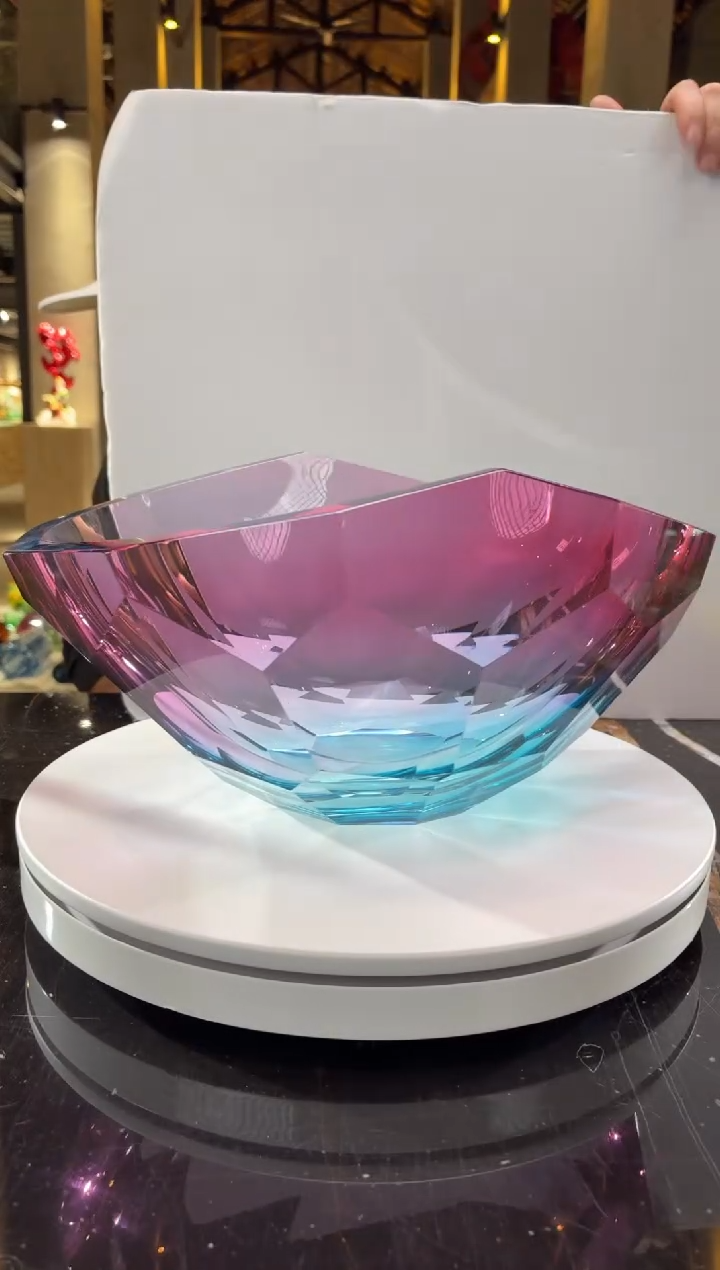 摆件大****喵0301028-3璨石美学金红琥珀金刻面艺术果碗冰酒桶