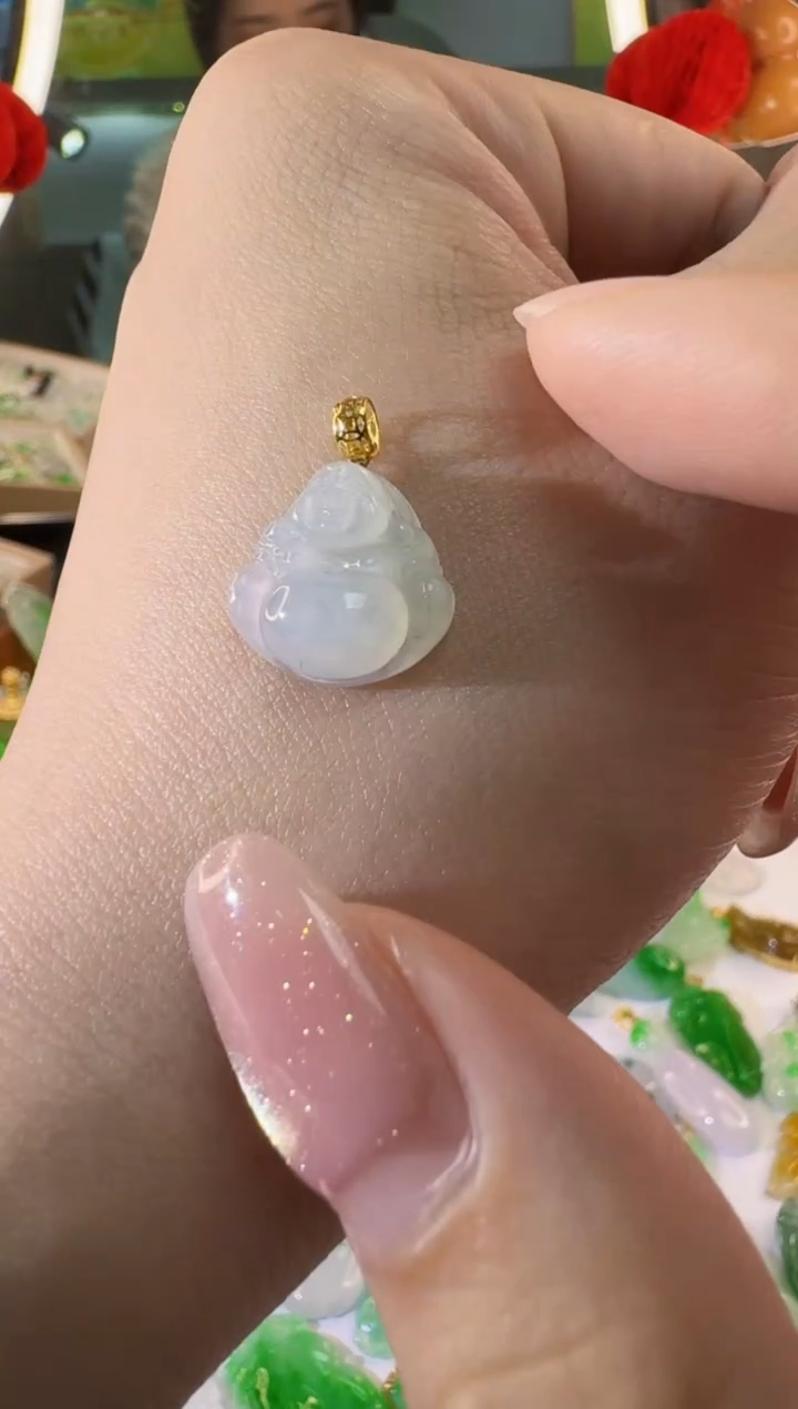 【闪购商品】翡翠18K金镶嵌颈饰缅甸翡翠A货吊坠