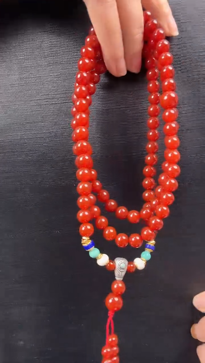 未镶嵌颈饰玛瑙/玉髓天然项链108