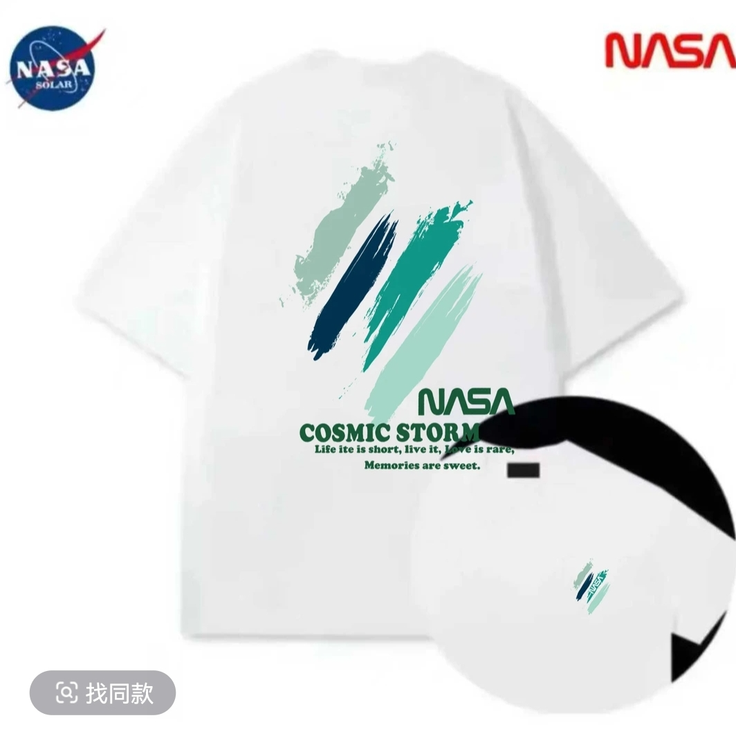 【NASA联名】纯棉夏季圆领短袖T恤休闲百搭宽松时尚男女同款A-1