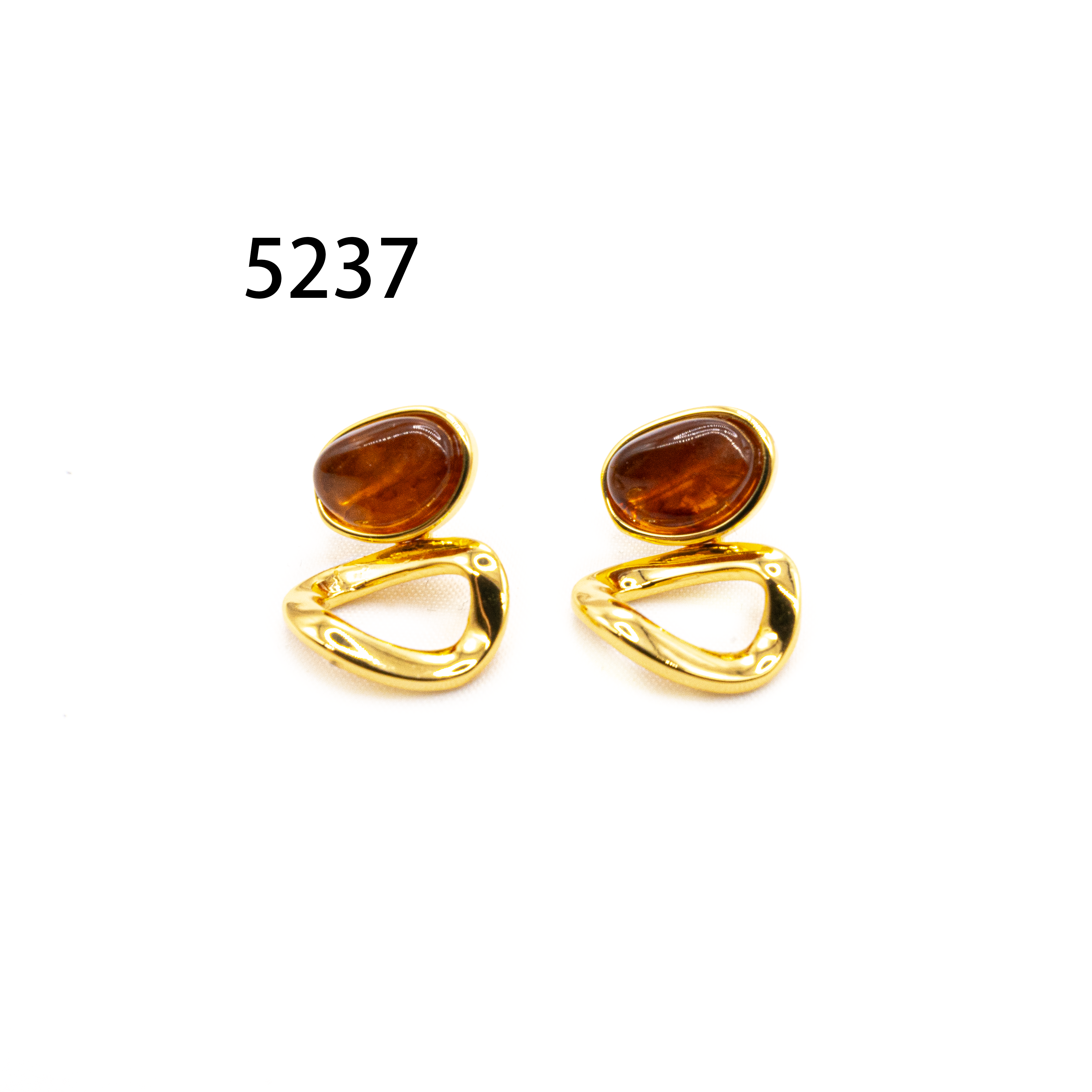 铜合金耳饰 简约镶嵌个性气质耳环小众设计高级感耳饰～5237