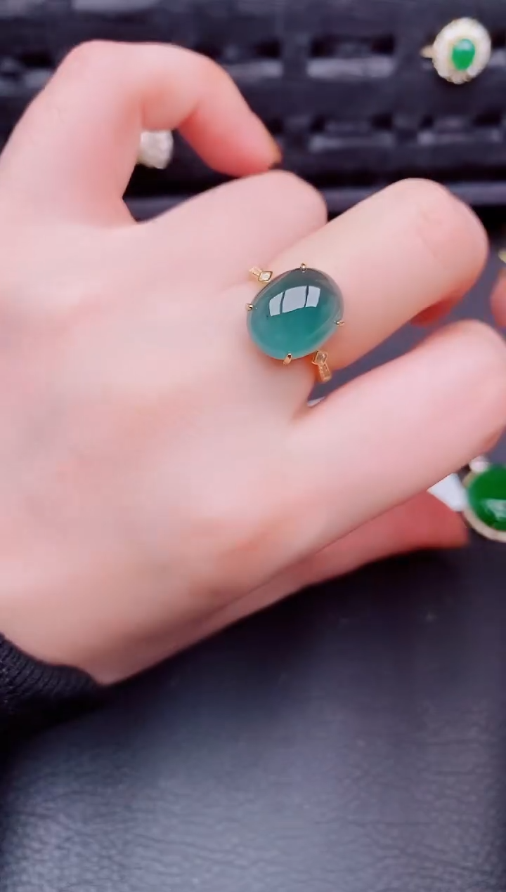 【闪购商品】翡翠戒指银S925镶嵌天然a货翡翠619