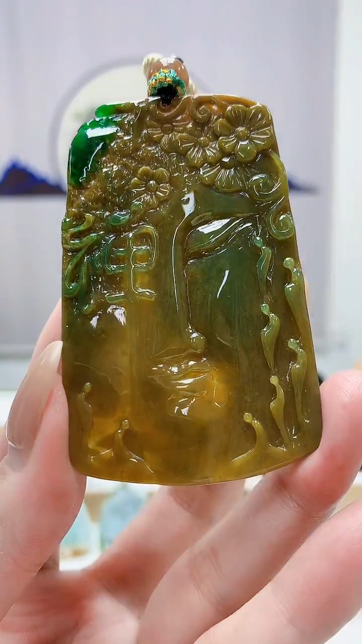 未镶嵌定制翡翠5028MM-毛货挂件383