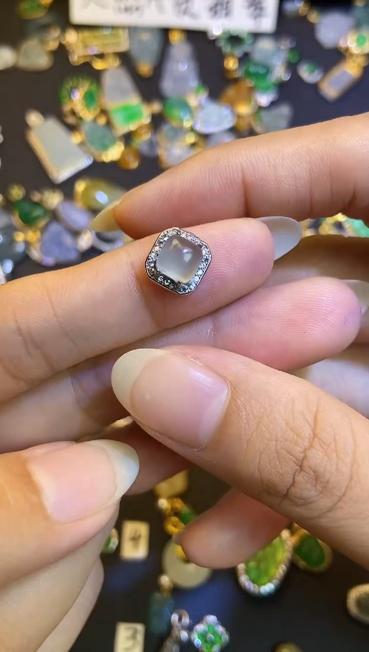 翡翠银S925镶嵌吊坠(不含链)1