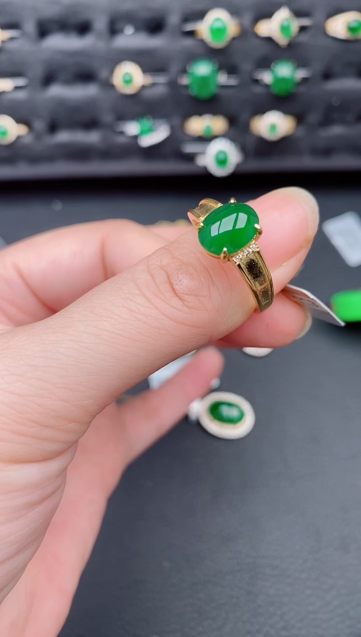 银S925镶嵌戒指翡翠天然a货翡翠209