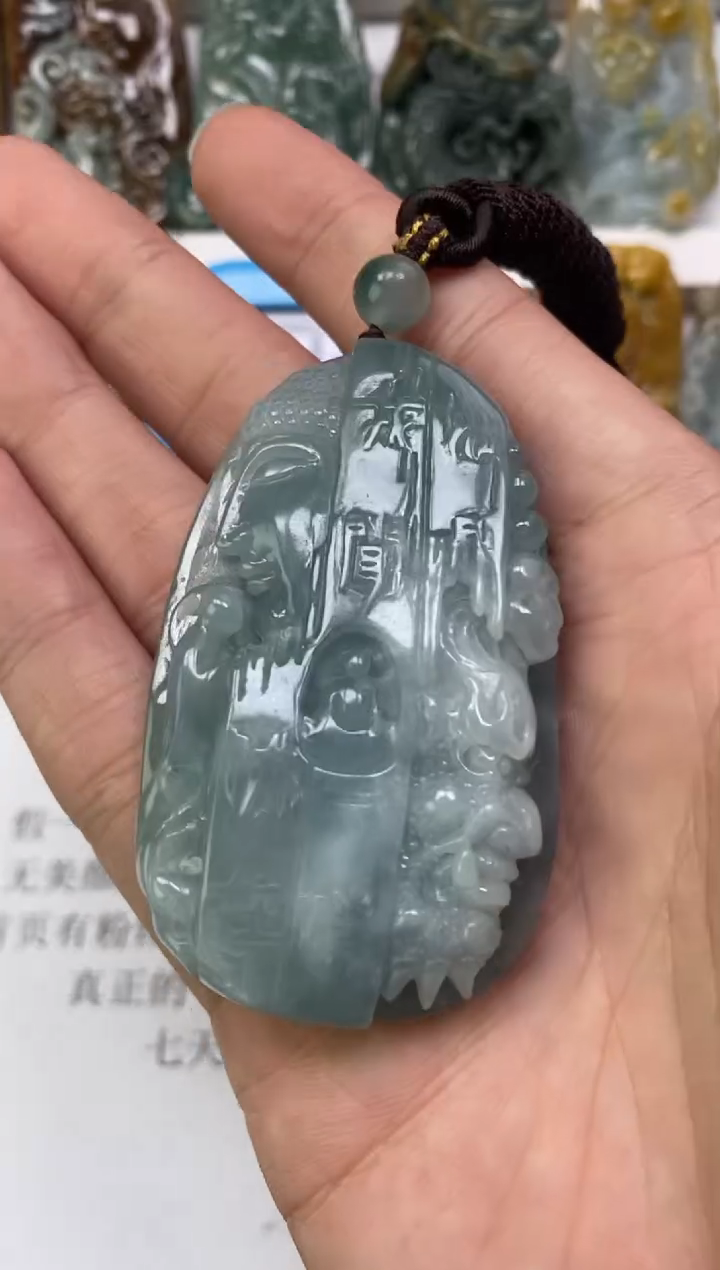 翡翠未镶嵌颈饰深****园天然翡翠