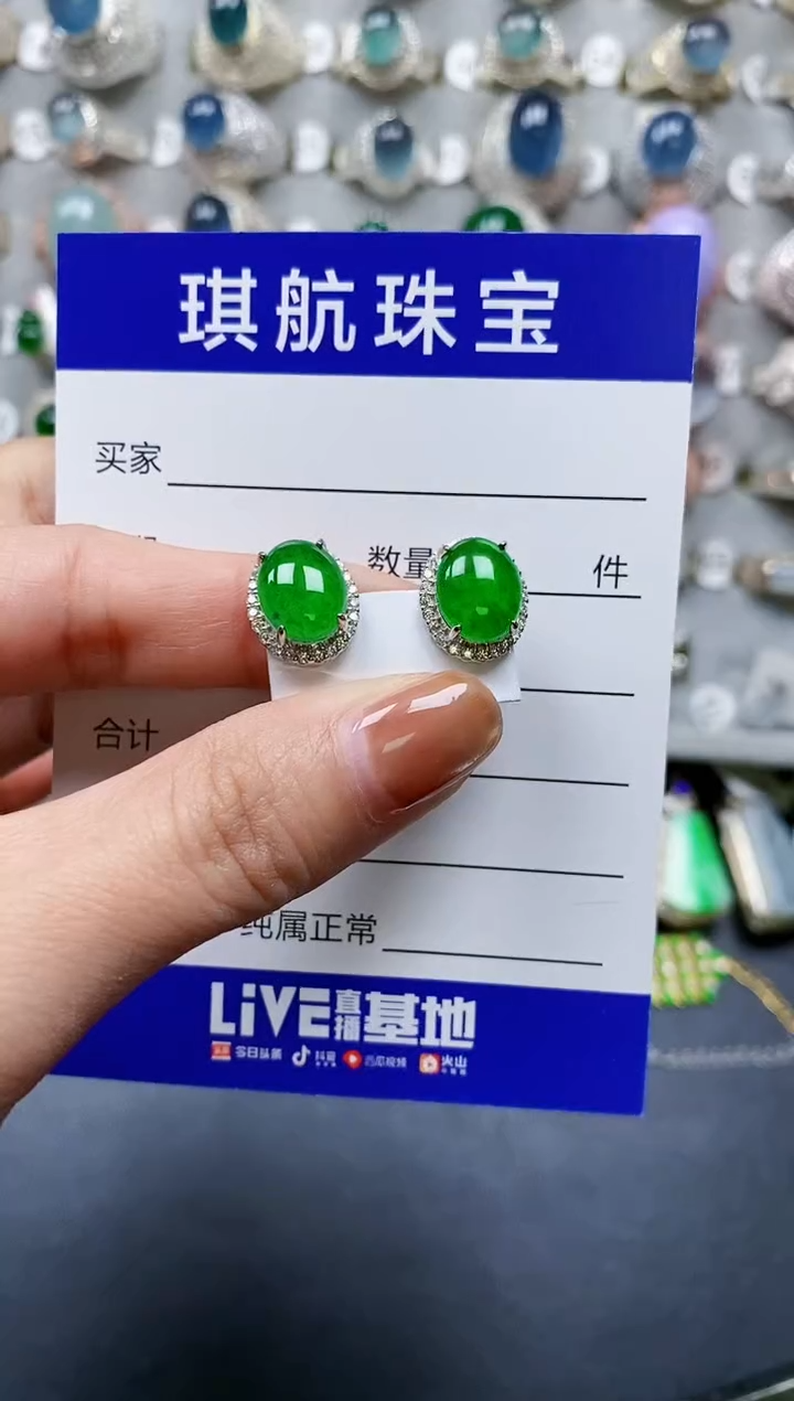【闪购商品】翡翠耳饰银S925镶嵌0341