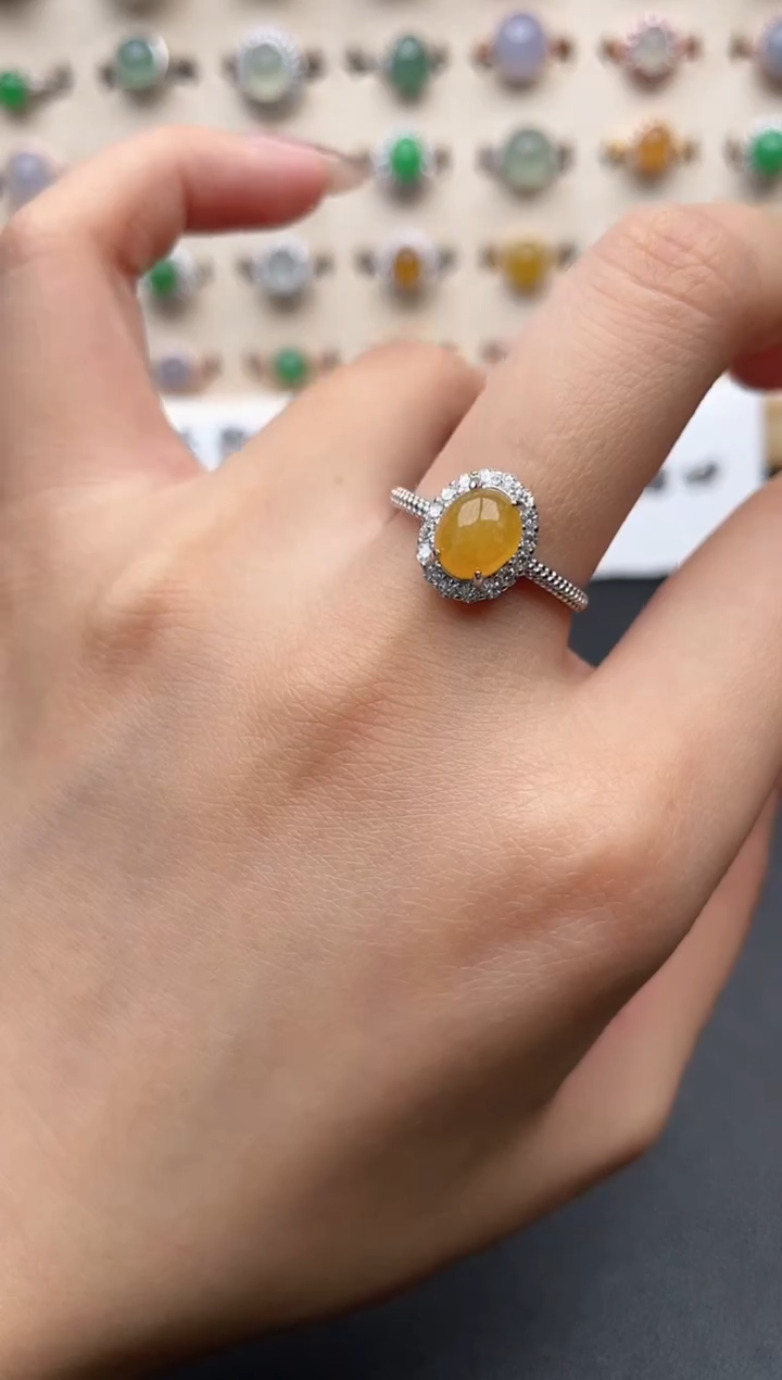 【闪购商品】翡翠戒指银S925镶嵌一物一证一礼盒