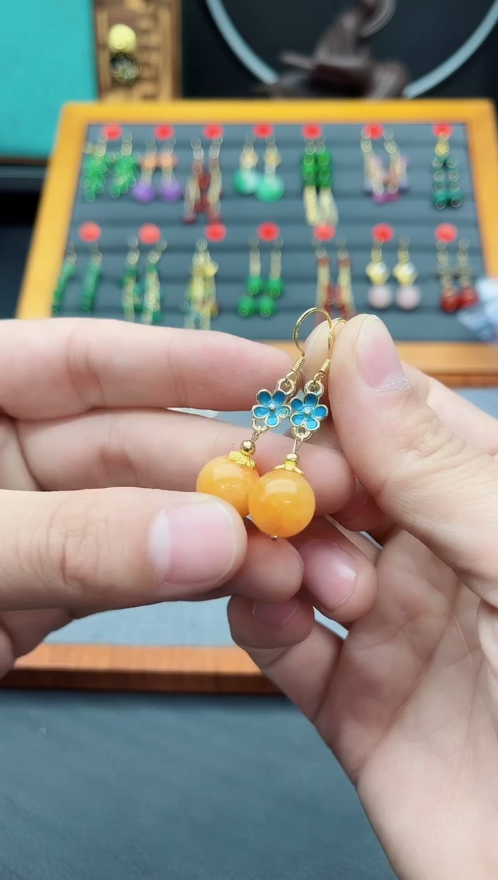 【闪购商品】玛瑙/玉髓耳钉银S925镶嵌b11000