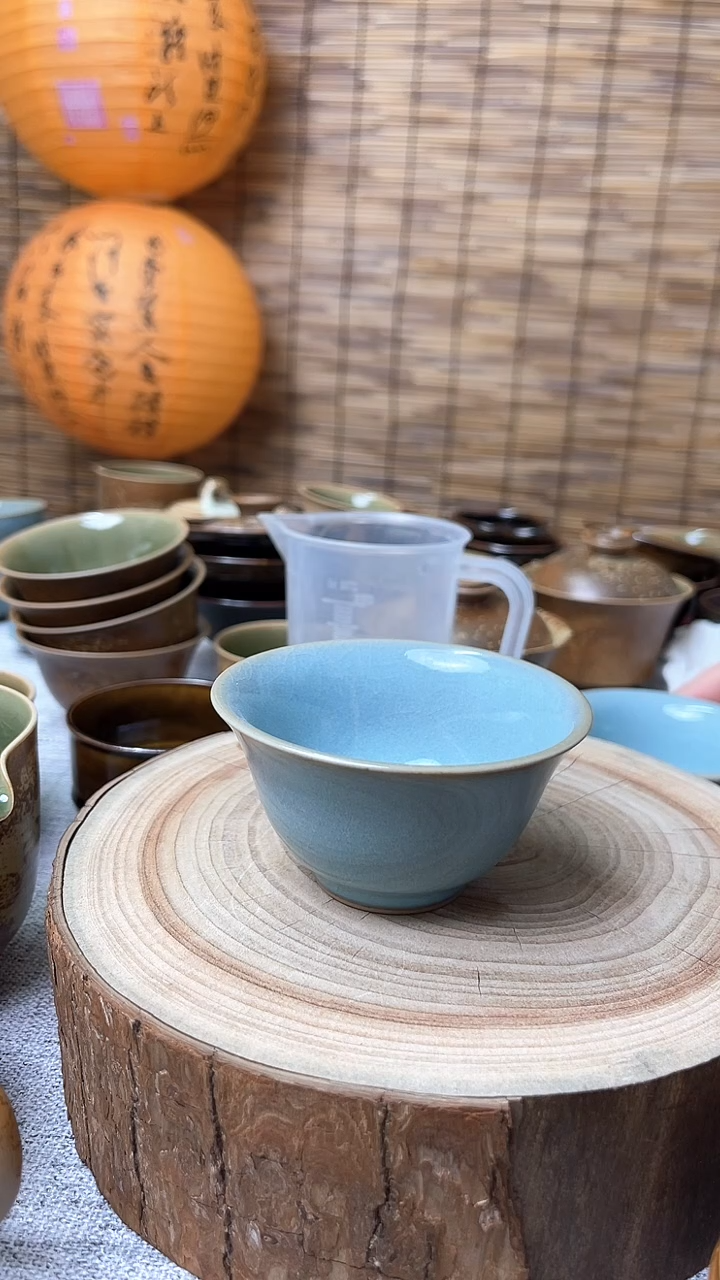 瓷片原生态原矿天蓝杯子