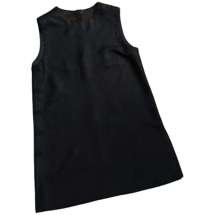 新品上市    香云纱桑蚕丝新款黑色圆领奥戴长款上衣