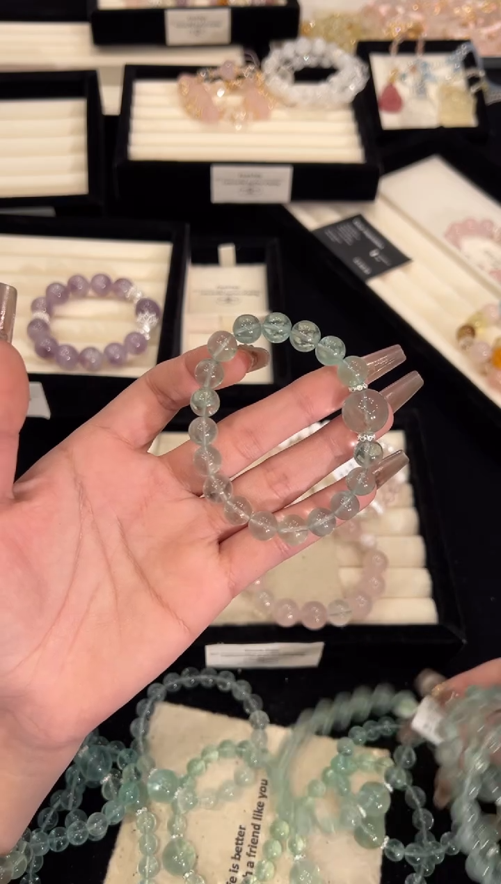 【闪购商品】水晶手链合金绿萤石手链x1435